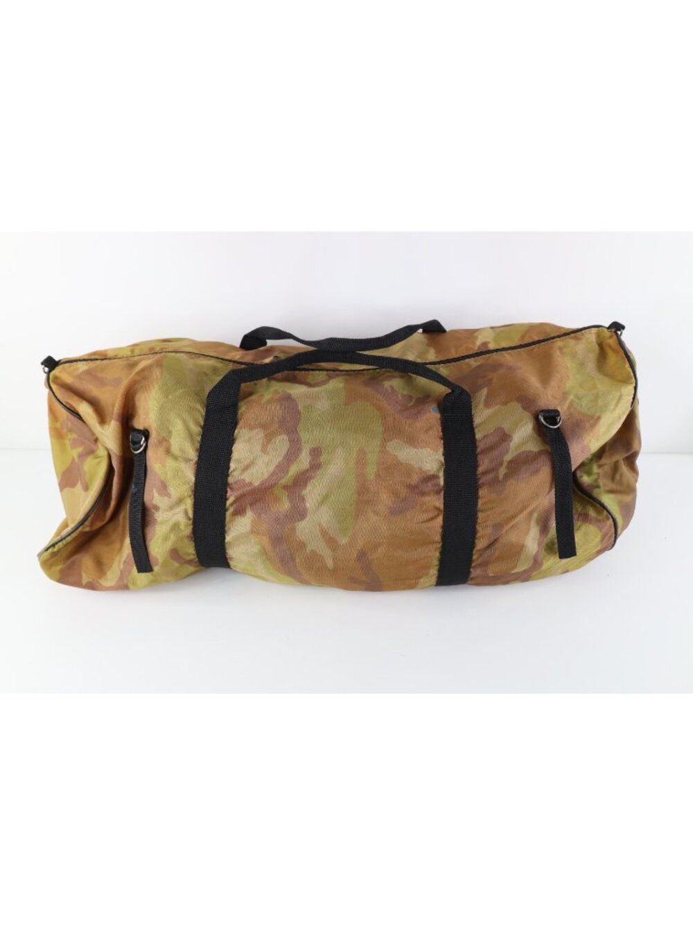 Vintage 90s Streetwear Distressed Camouflage Handled Duffel Bag Gym Bag Carry On